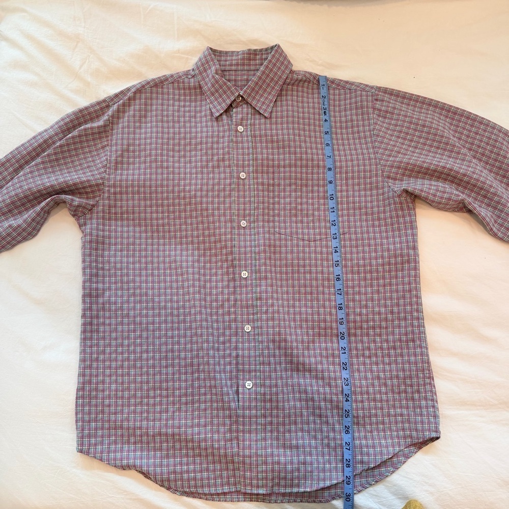 Bugatchi Uomo Men's Button Down Pink Checkered Long Sleeve Shirt Size Large - Picture 11 of 11